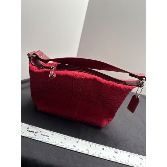 Coach Soho Signature Red Mini Tote Bag With Zipper & Detachable Tag - Picture 9 of 10